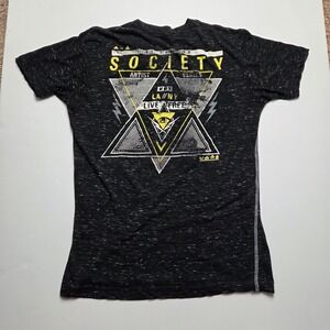 Society Buckle Shirt Men Small Charcoal Gray Short Sleeve MMA Cyber Punk